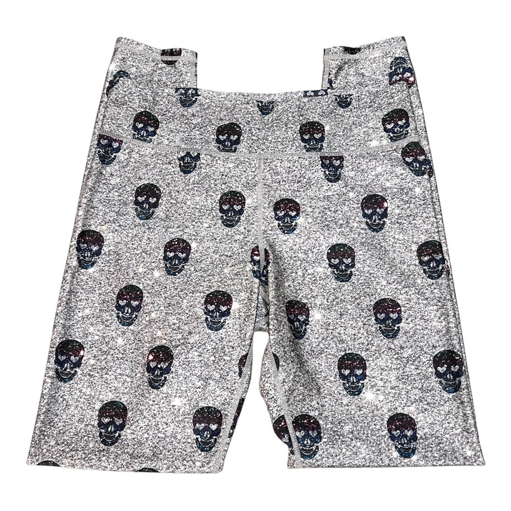 Terez Glitter Skull Athletic Leggings 7/8 Tights Women’s Medium - Picture 7 of 10